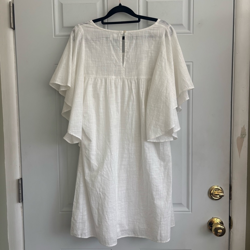 NWT Old Navy White Sheer Flutter Sleeve Dress, Size Medium - Picture 7 of 13